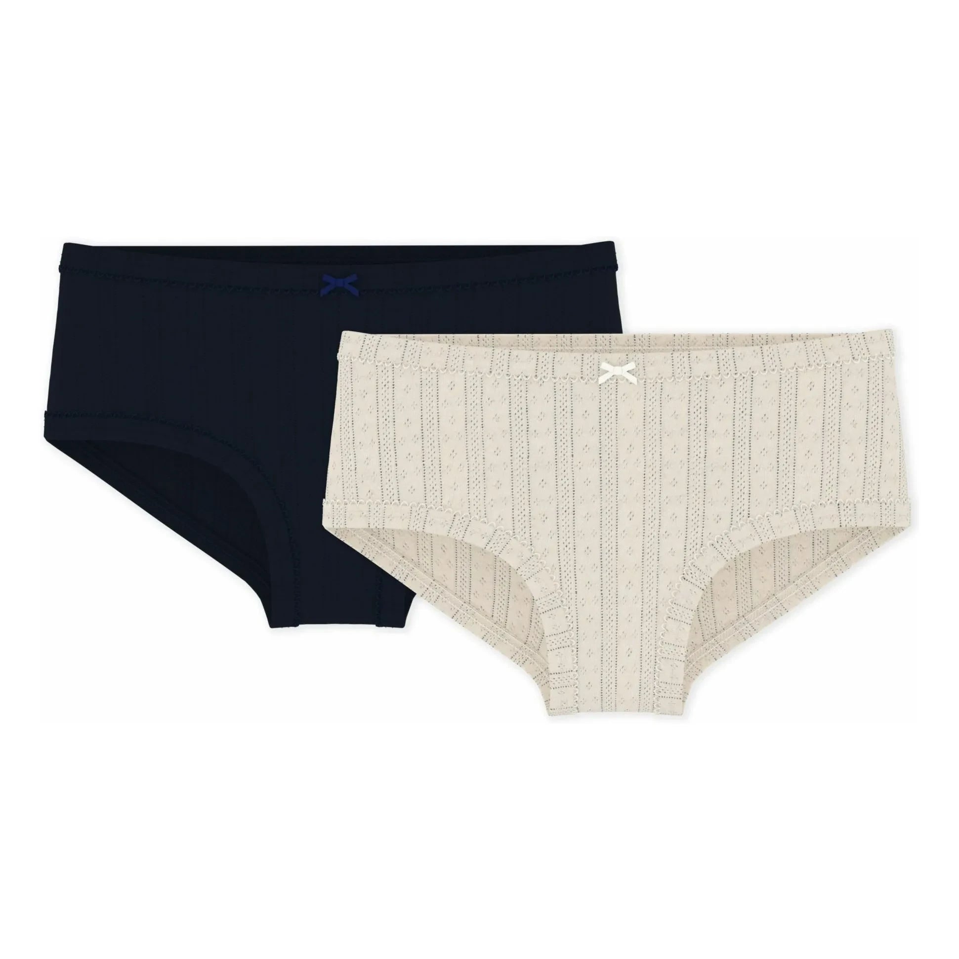 Petit Bateau - Set of 2 high-waisted openwork panties | Ecru