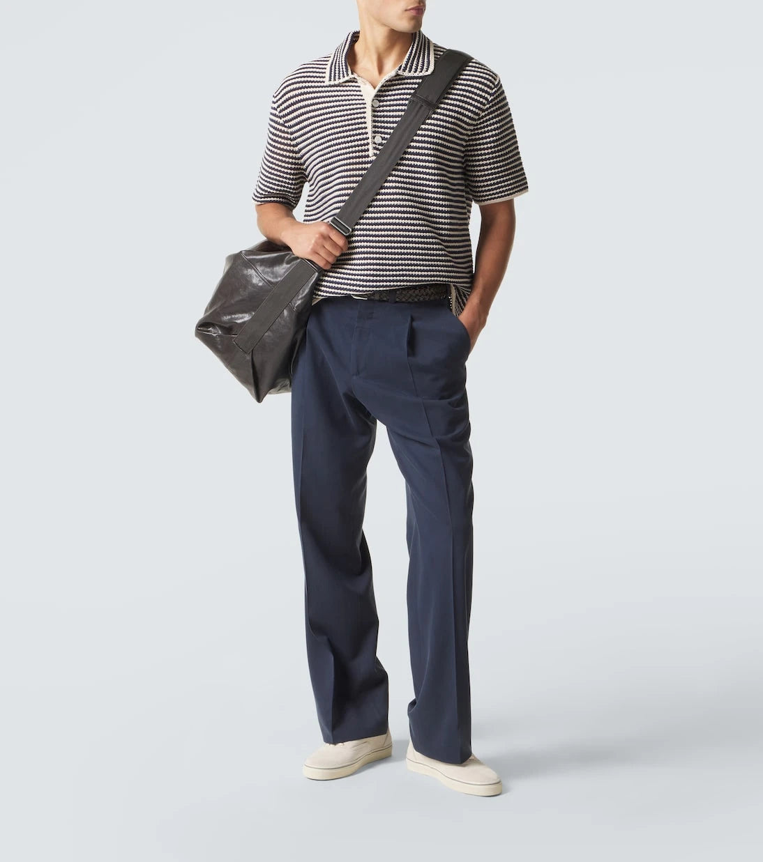 Orlebar Brown - Lowry striped crochet cotton polo sweater