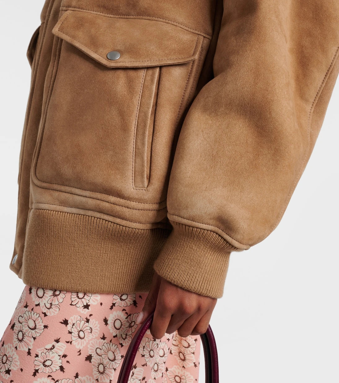 Prada - Shearling-trimmed suede jacket