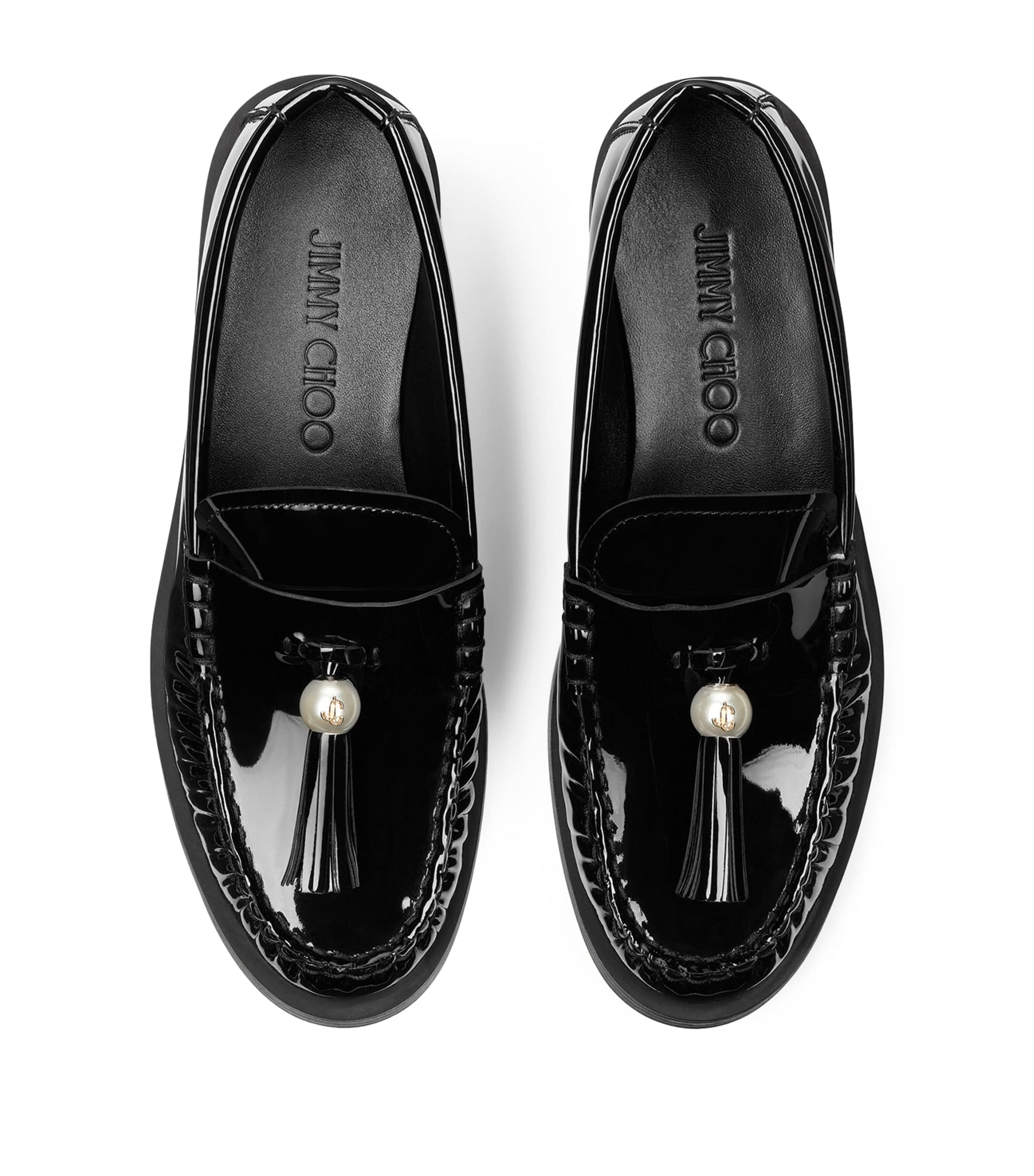 Jimmy Choo Black Patent Leather Addie Loafers