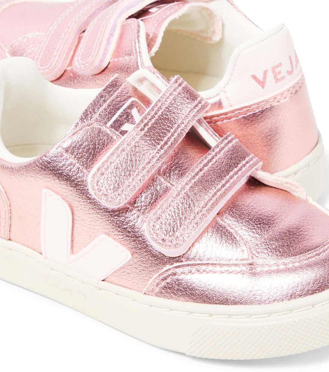 Veja Kids - V-12 metallic leather sneakers