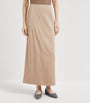 Brunello Cucinelli Brown Satin Maxi Skirt