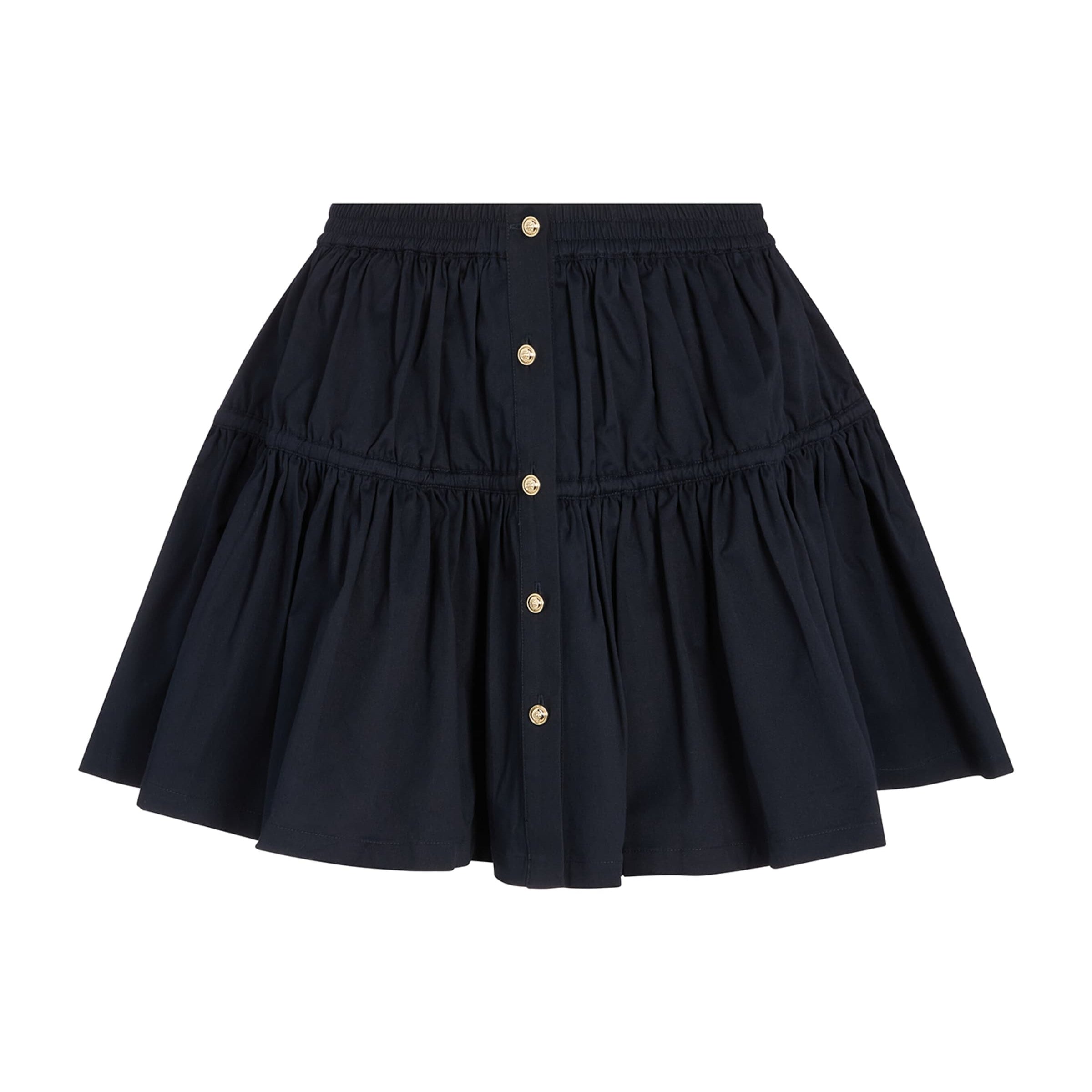 Blue Button-Detail Mini Skirt