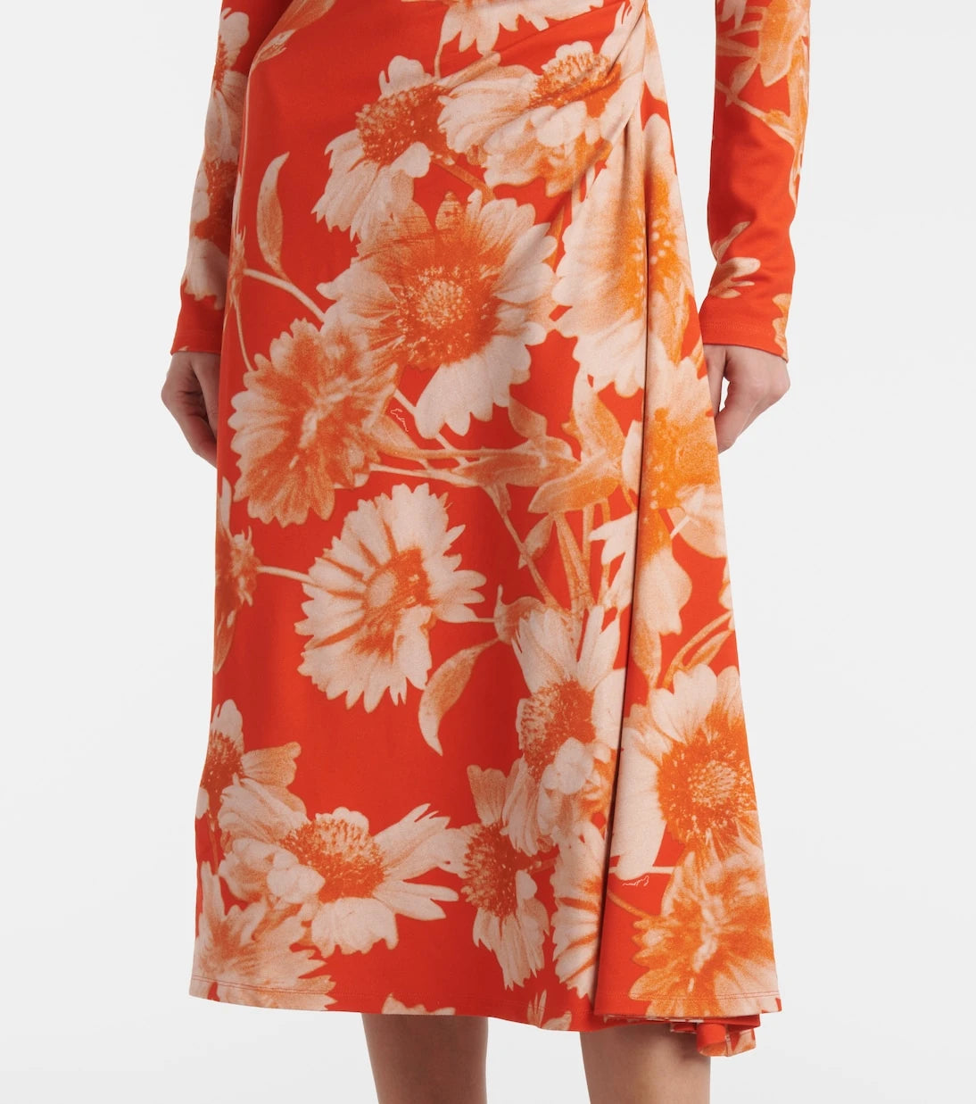 Erdem - Floral draped ponte jersey midi dress