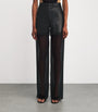 Nensi Dojaka Black Leather Hybrid Wide-Leg Trousers