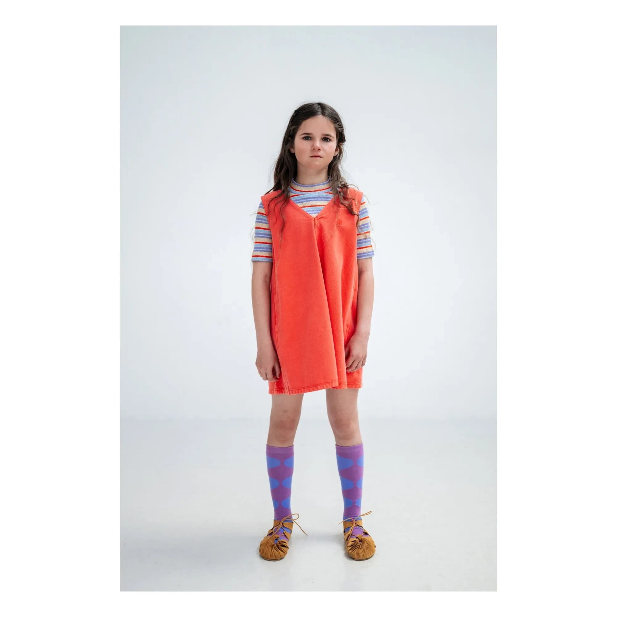 Repose AMS - Organic Cotton Denim Pinafore Dress | Red