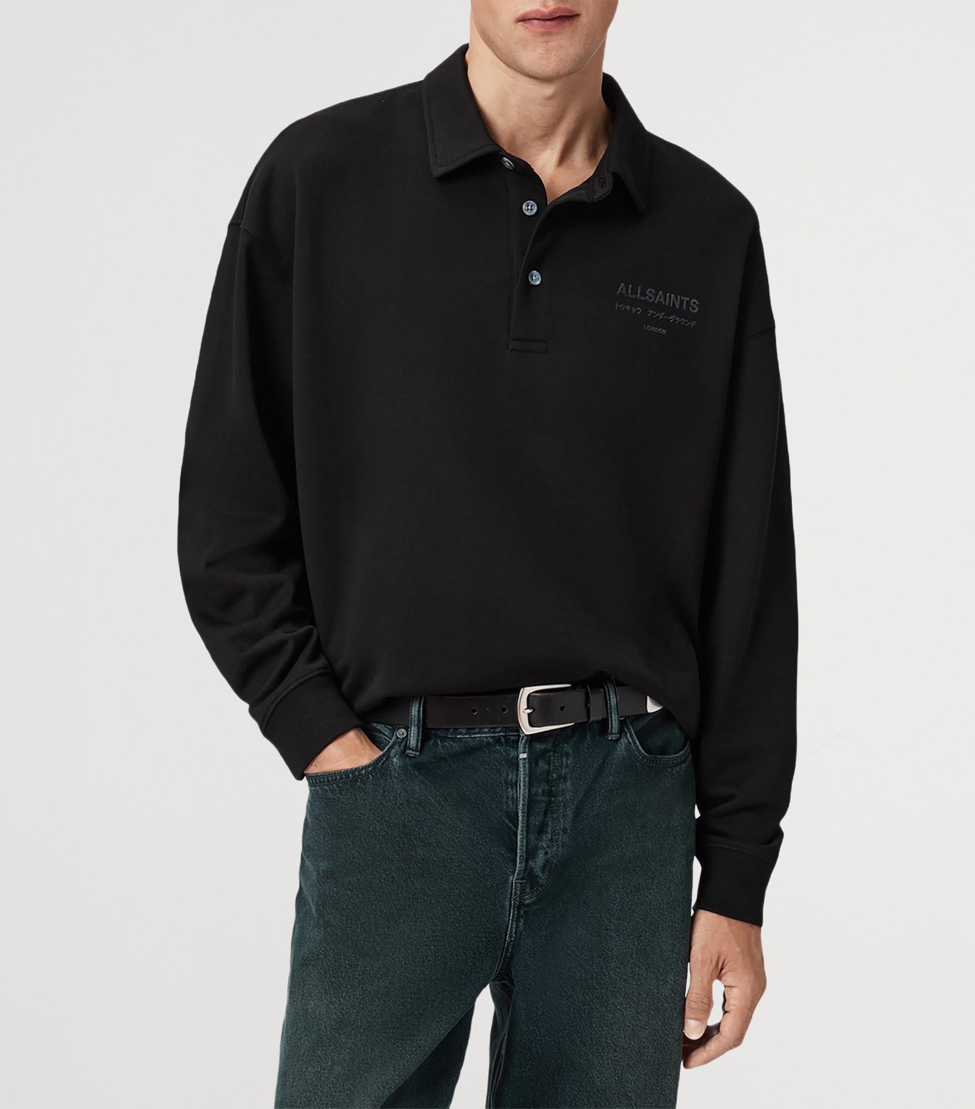 Black Cotton Xander Polo Sweatshirt