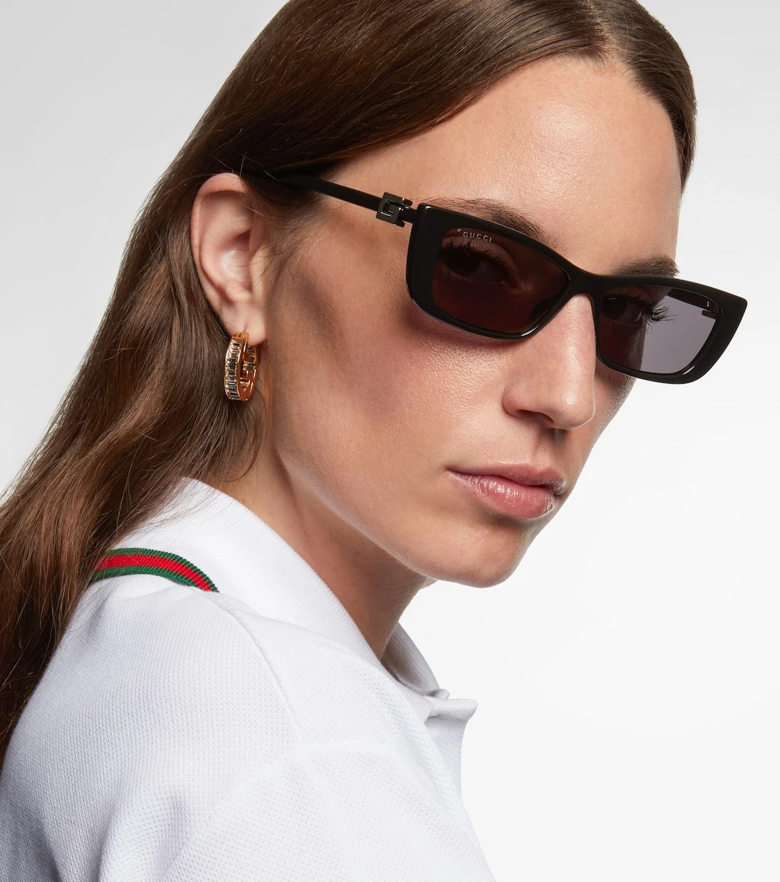 Gucci - Logolu dikdörtgen güneş gözlüğü