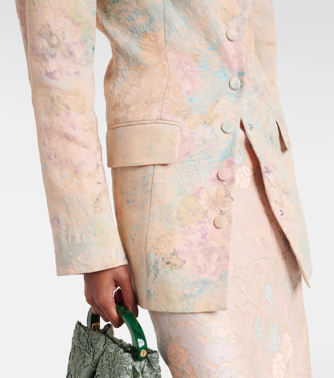 Dries Van Noten - سترة بليزر جاكار مزيج الكتان بنقشة زهور