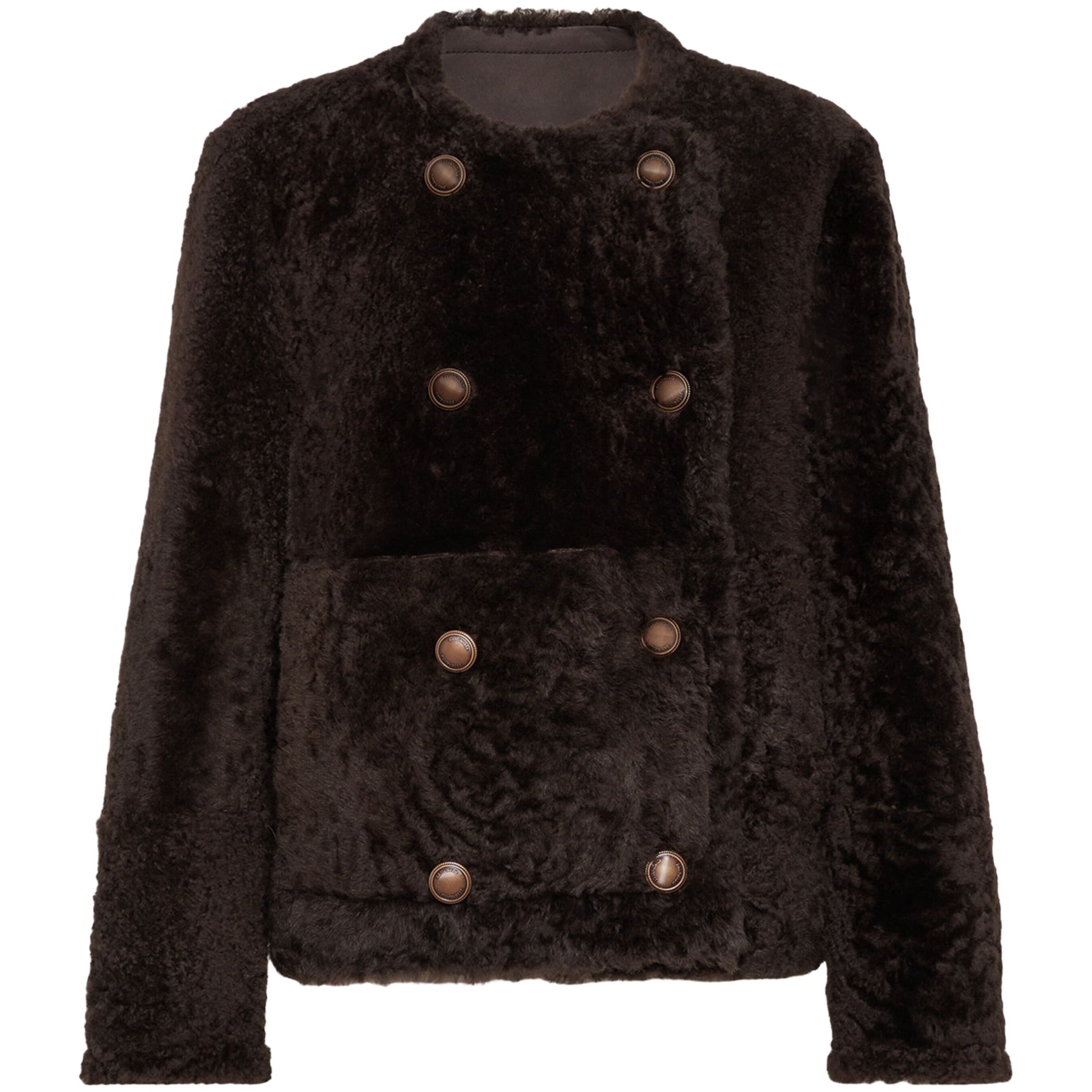 Shearling-Leather Reversible Pea Coat