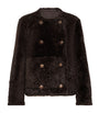 Brunello Cucinelli Brown Shearling-Leather Reversible Pea Coat
