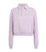 Purple Cotton-Blend Fleece Polo Sweatshirt