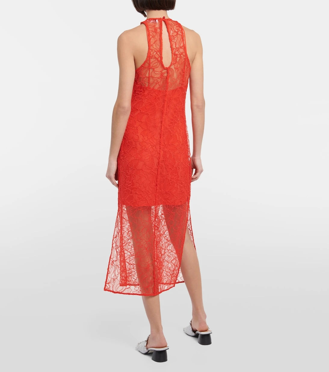 Ganni - Halterneck lace midi dress