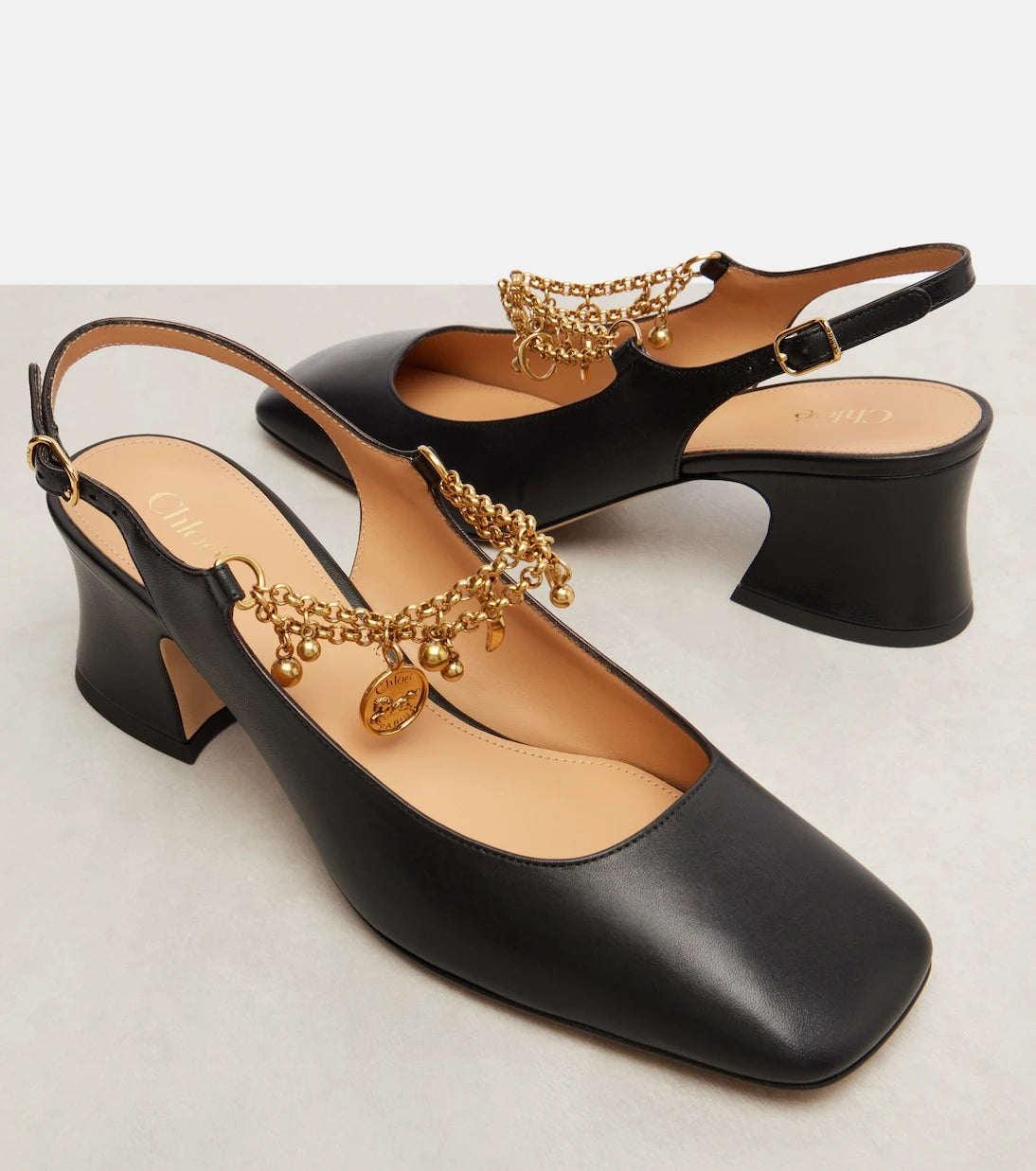 Chloé - Chloé Charms 55 leather slingback pumps