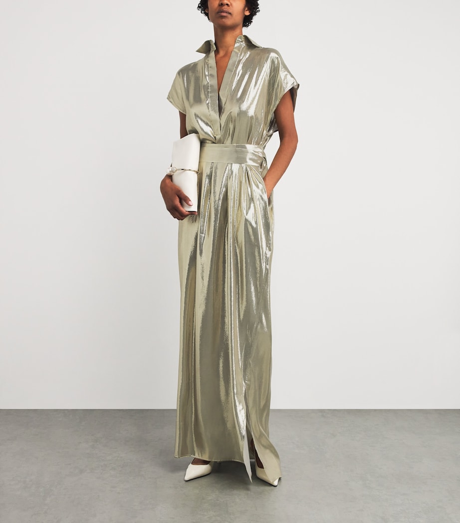 SASUPHI Gold Silk-Blend Francesca Maxi Dress