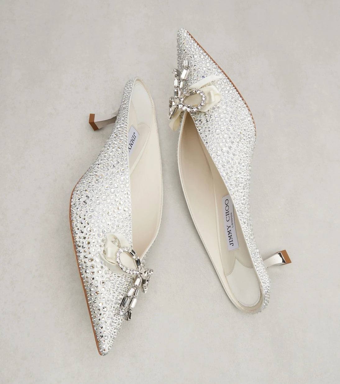 Jimmy Choo - Auria 50 crystal-embellished satin mules