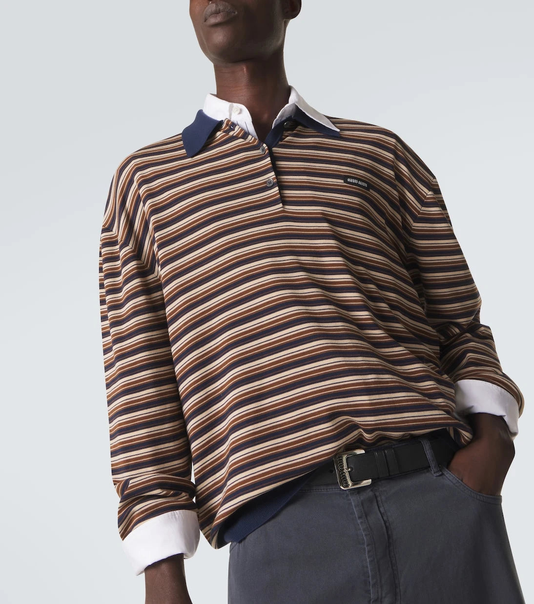 Miu Miu - Striped virgin wool polo sweater