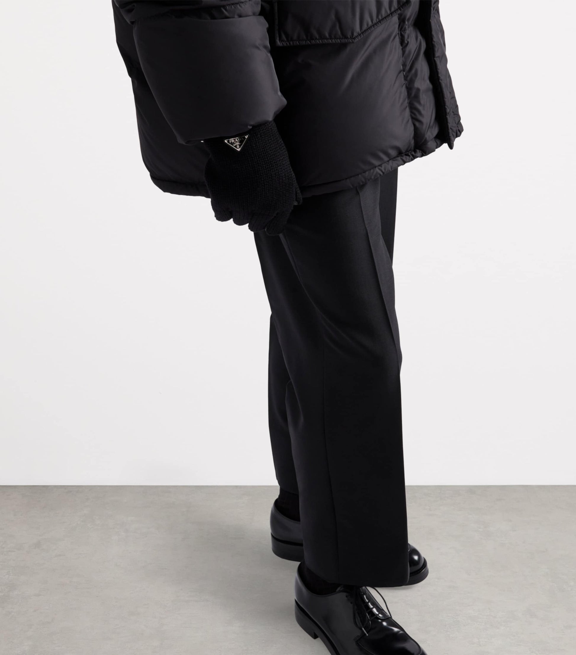 Virgin Wool Nappa Leather-Trimmed Gloves