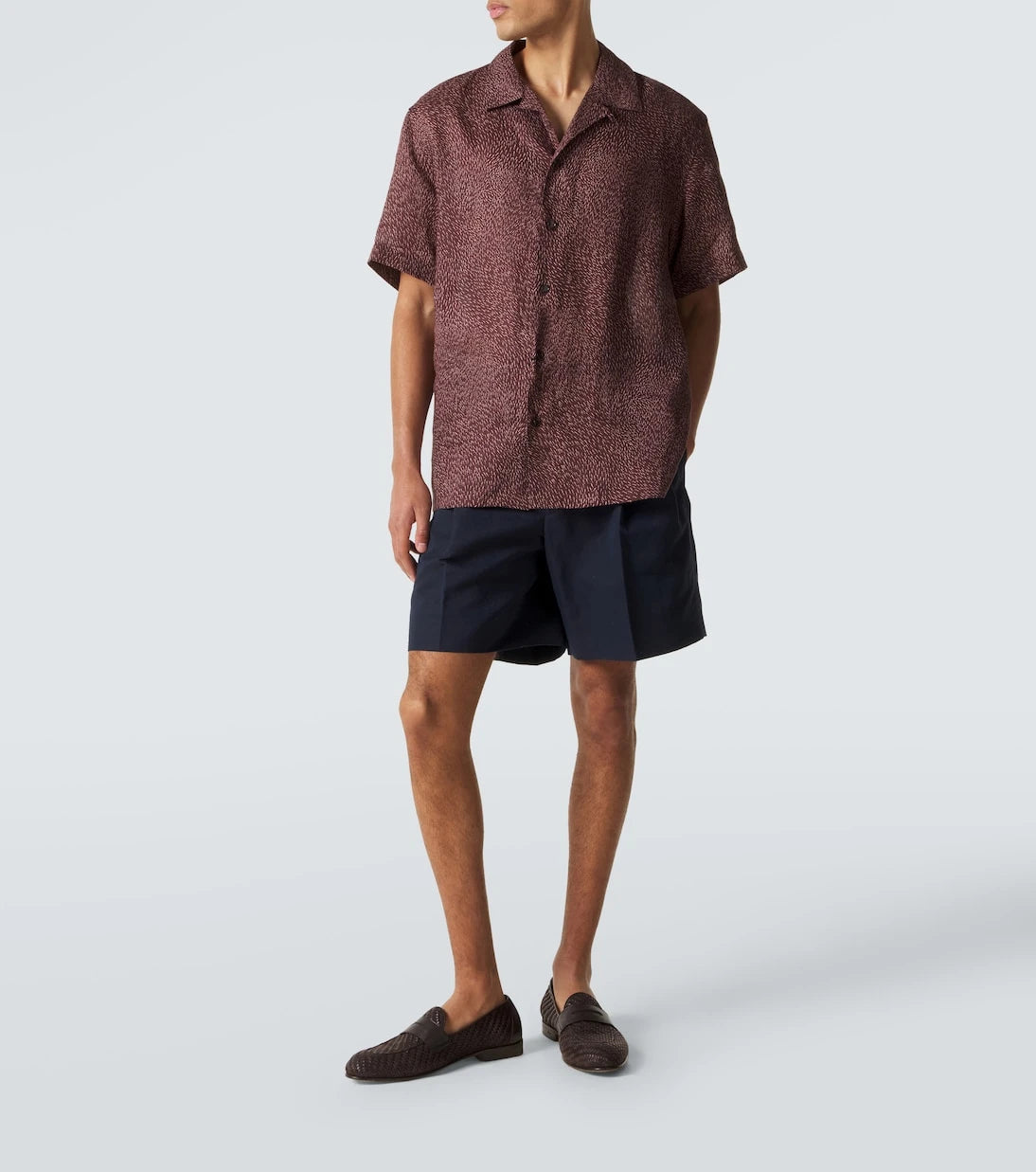 Brioni - Printed linen bowling shirt