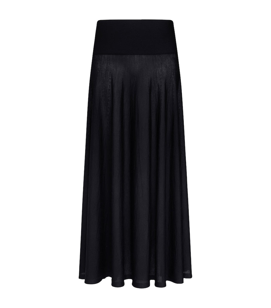 Alaïa Black Virgin Wool Maxi Skirt