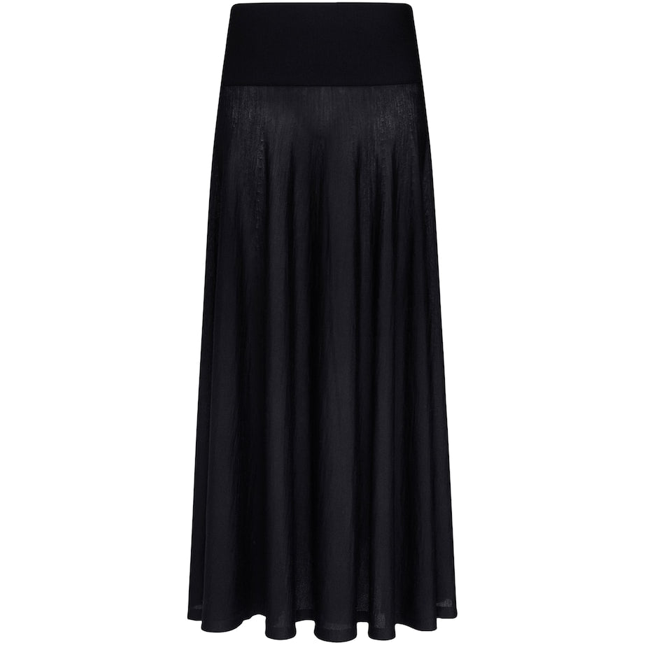Alaïa Black Virgin Wool Maxi Skirt