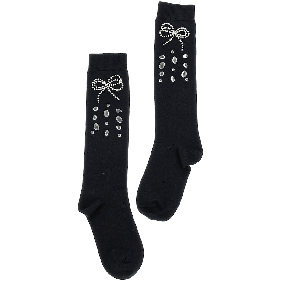Rhinestone- and Bow-Embellished Socks