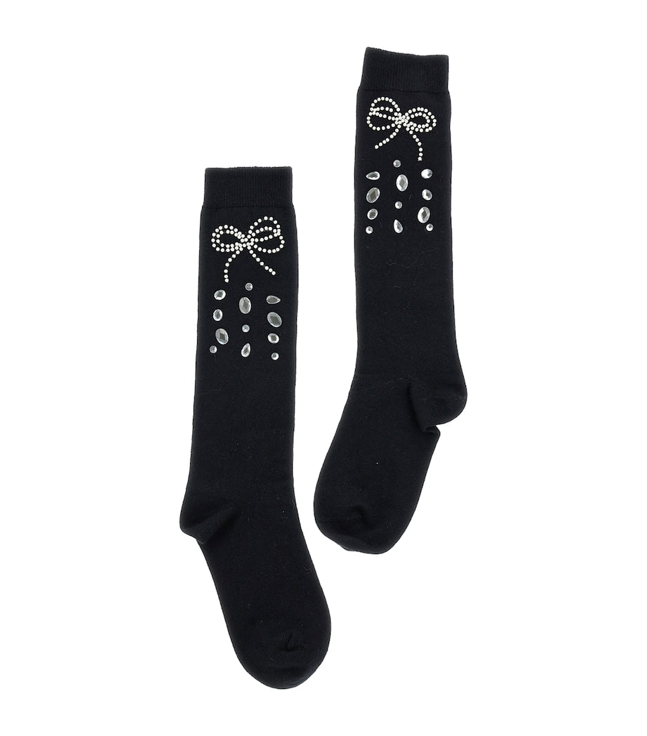 Rhinestone- and Bow-Embellished Socks