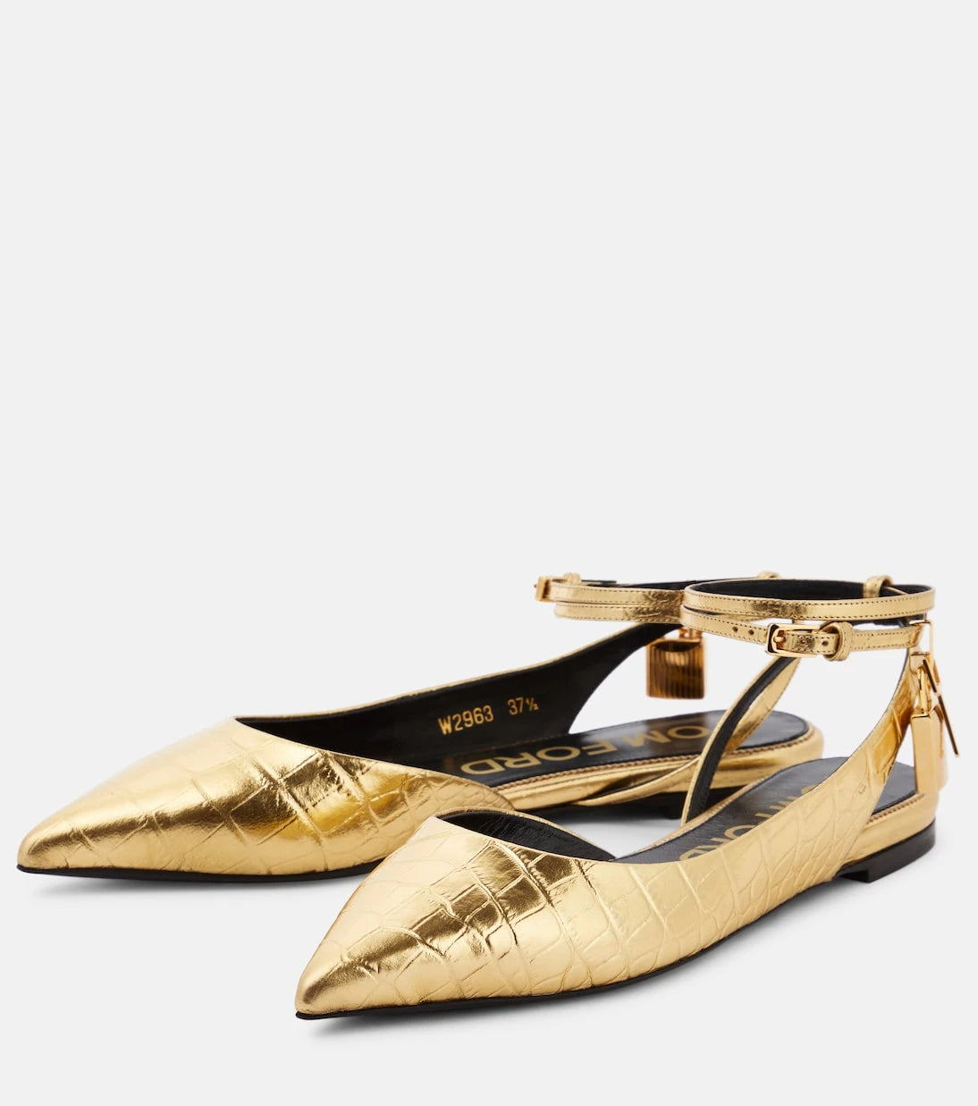 Tom Ford - Padlock croc-effect ballet flats