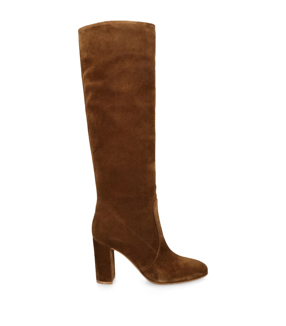 Beige Suede Glen Knee-High Boots 85