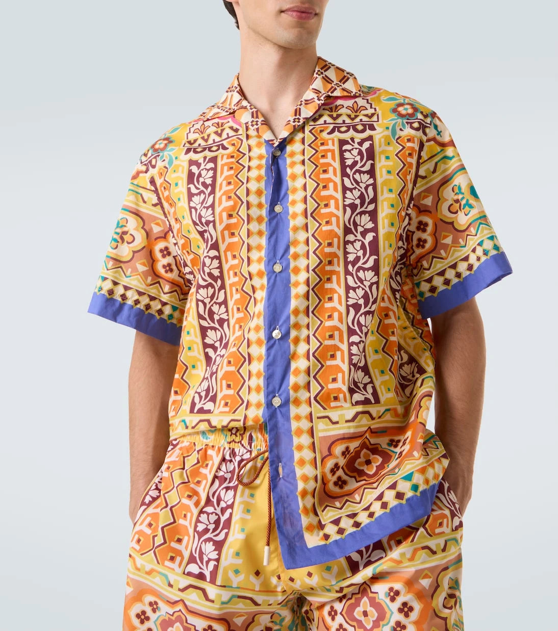 Etro - Printed cotton bowling shirt