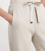 White Cotton-Blend Jersey Trousers