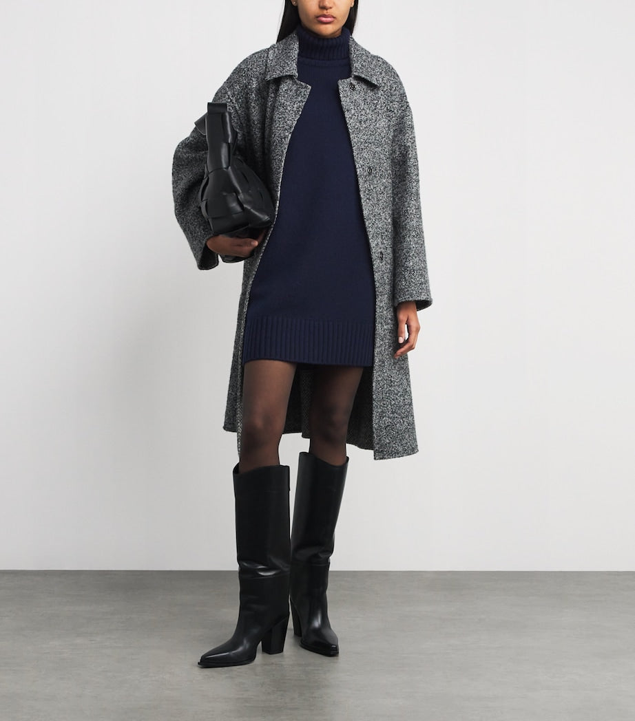 Harrods Navy Cashmere Rollneck Mini Dress