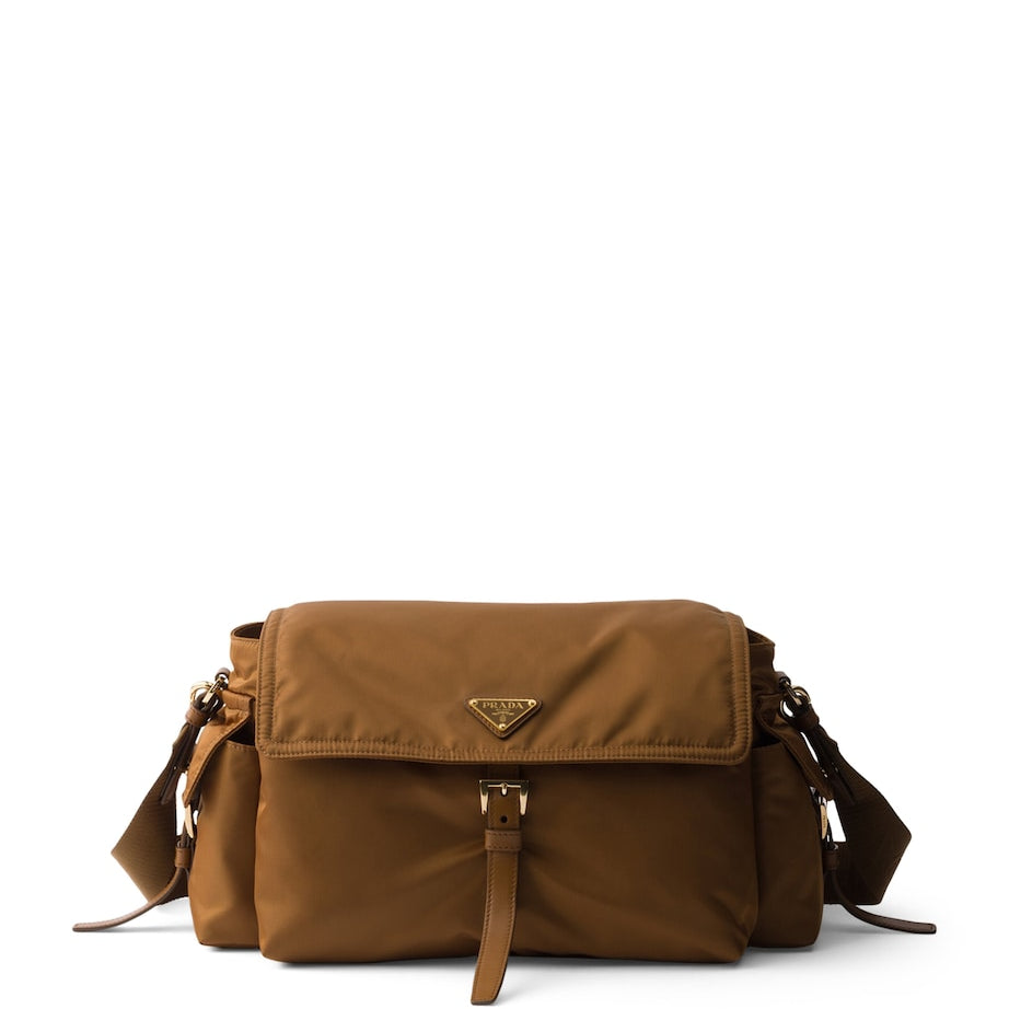 Prada Large Re-Nylon and Leather Explore Shoulder Bag