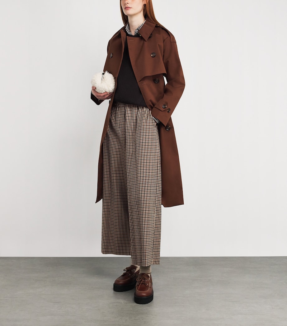 Weekend Max Mara Purple Virgin Wool-Cotton Houndstooth Trousers