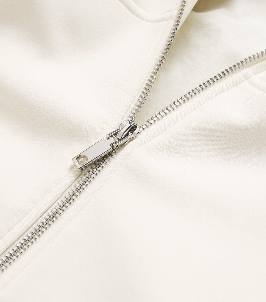 MAX&Co. White Cotton-Blend Jersey Hoodie