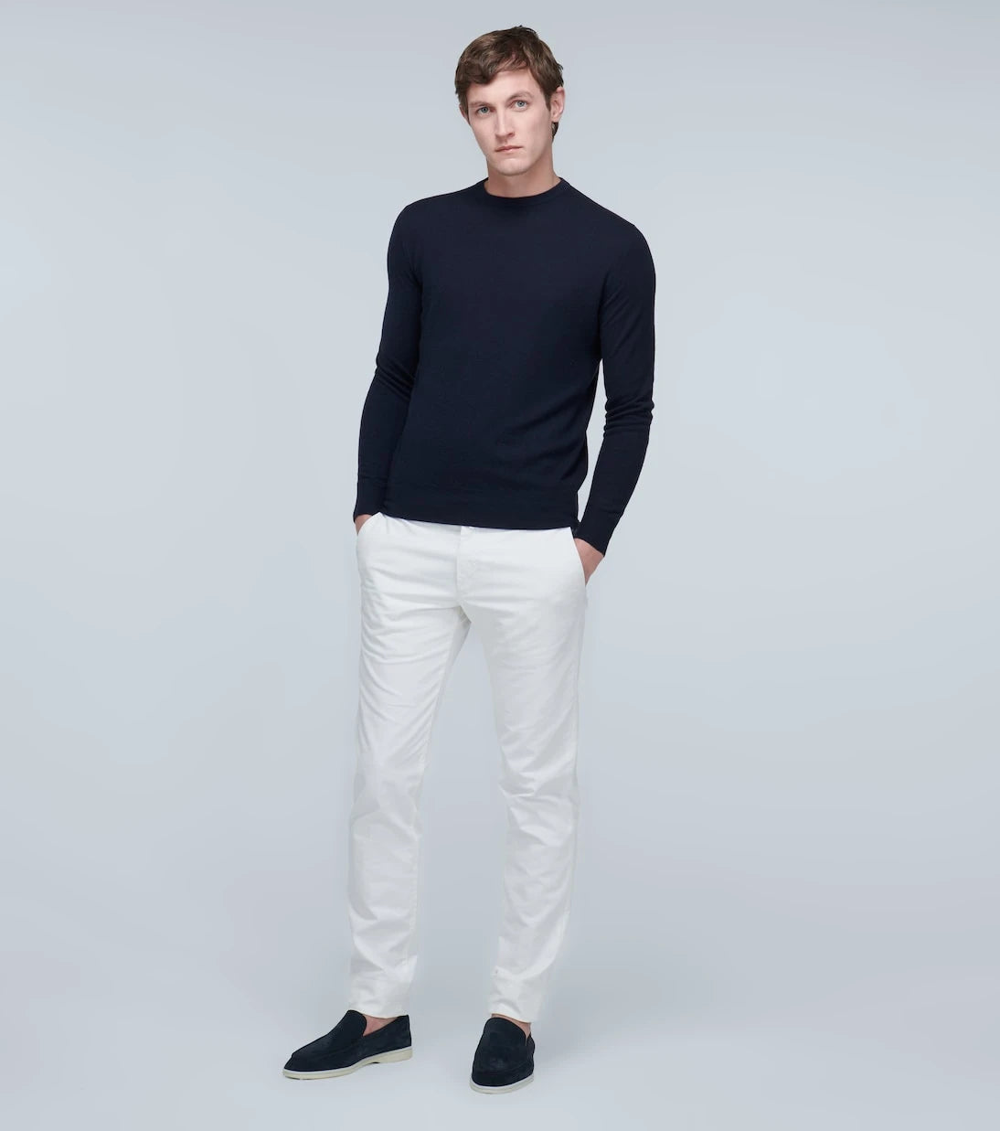 Loro Piana - سترة كشمير خفيفة للغاية بياقة مستديرة