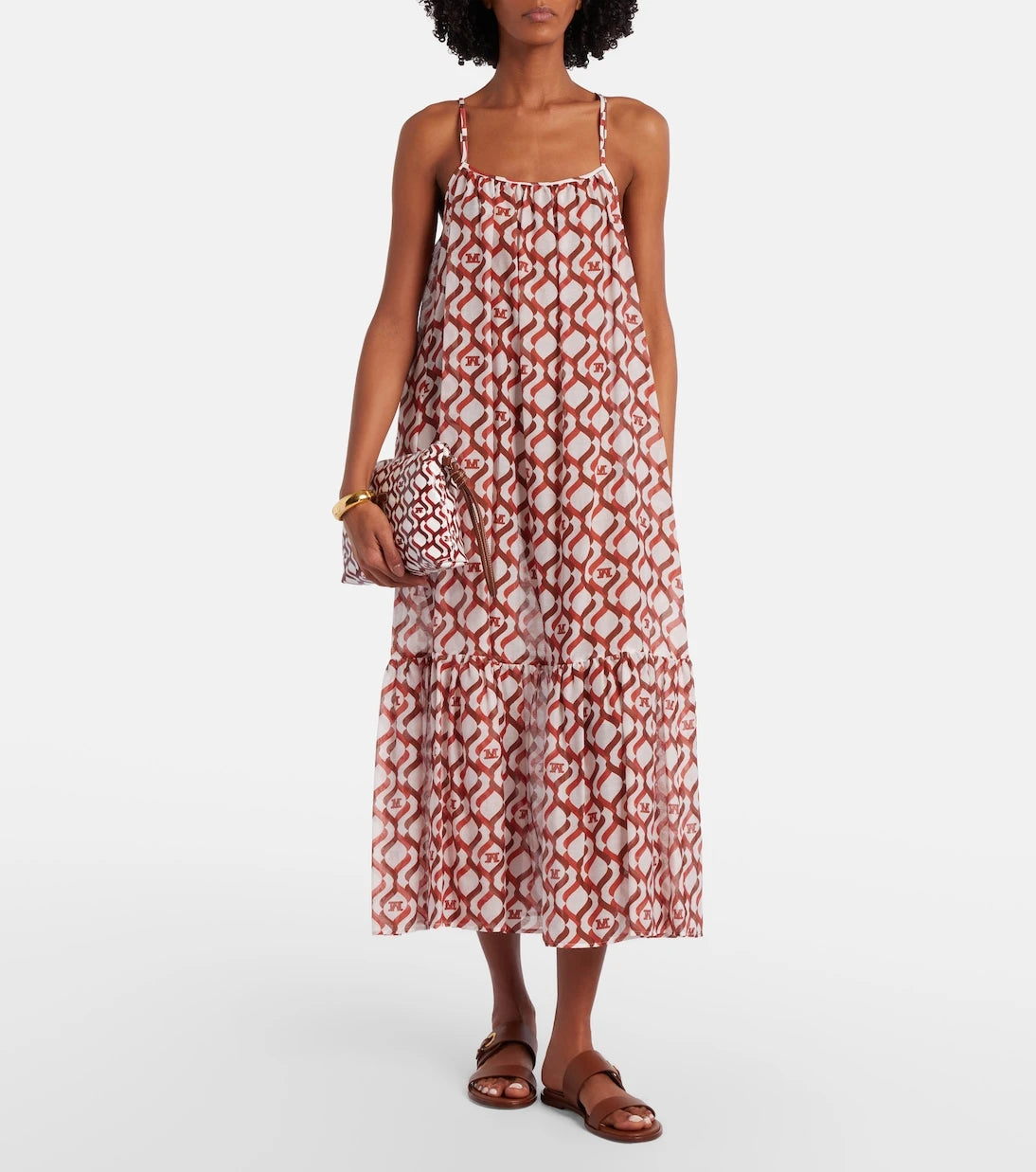 Max Mara - فستان أليسّو ميدي من القطن والحرير المطبوع