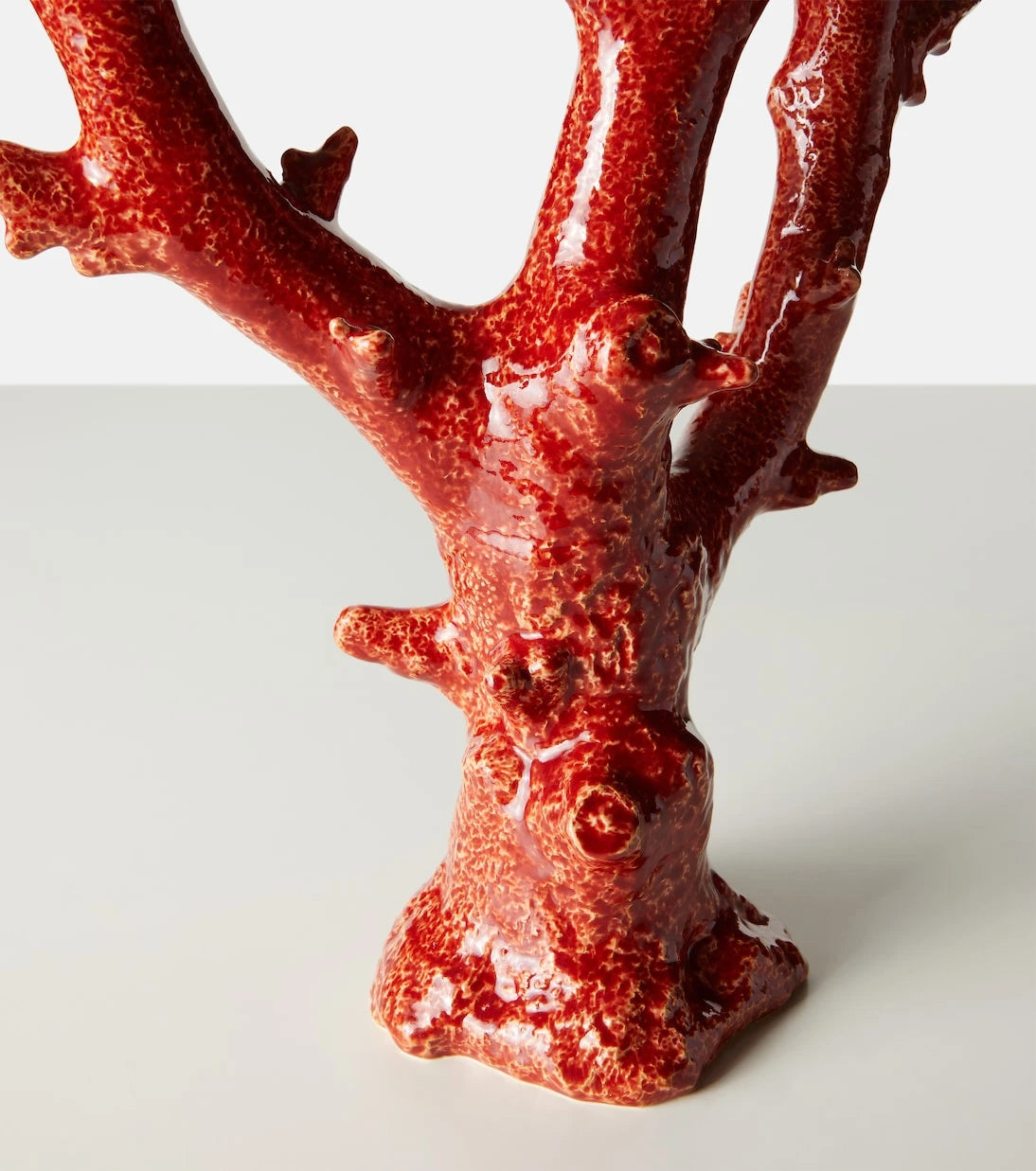 Bordallo Pinheiro - Coral earthenware candle holder