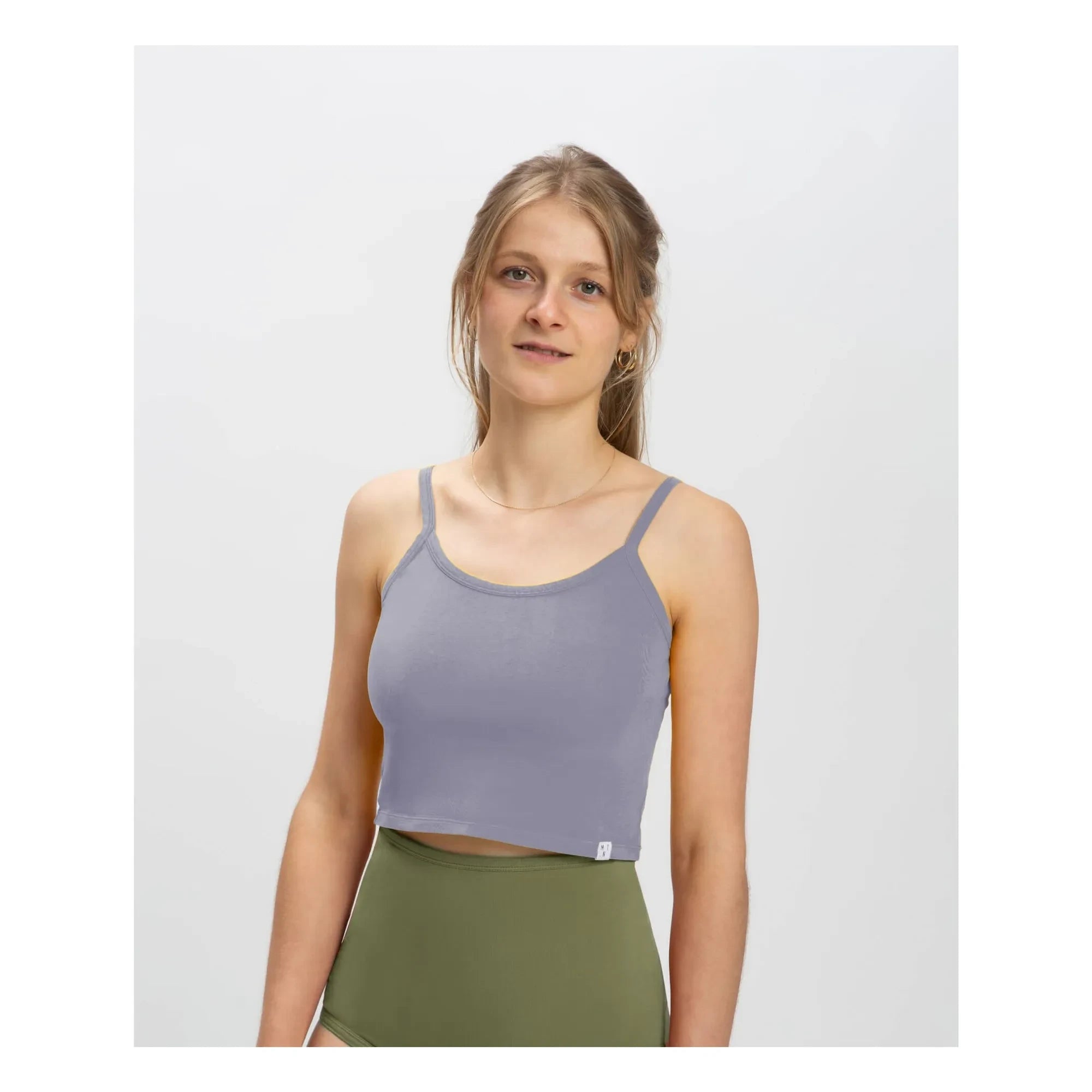 Matona - Organic Cotton Crop Tank Top | Grey blue