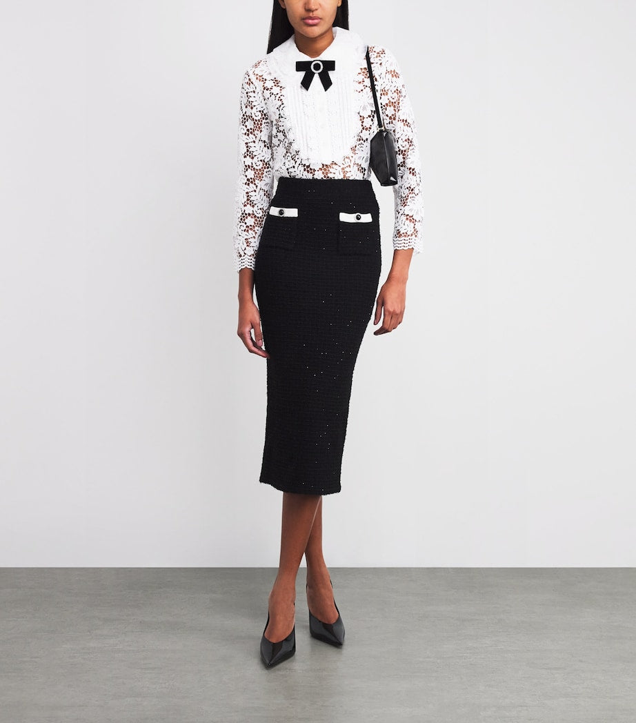 Self-Portrait White Lace Bow-Detail Blouse