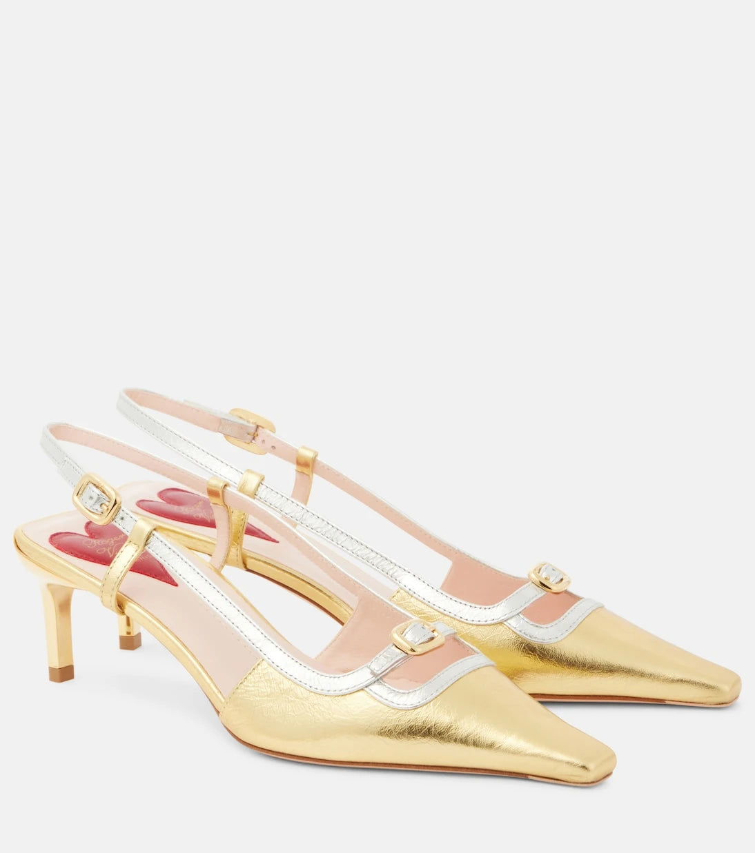 Roger Vivier - Viv' Canard metallic leather slingback pumps