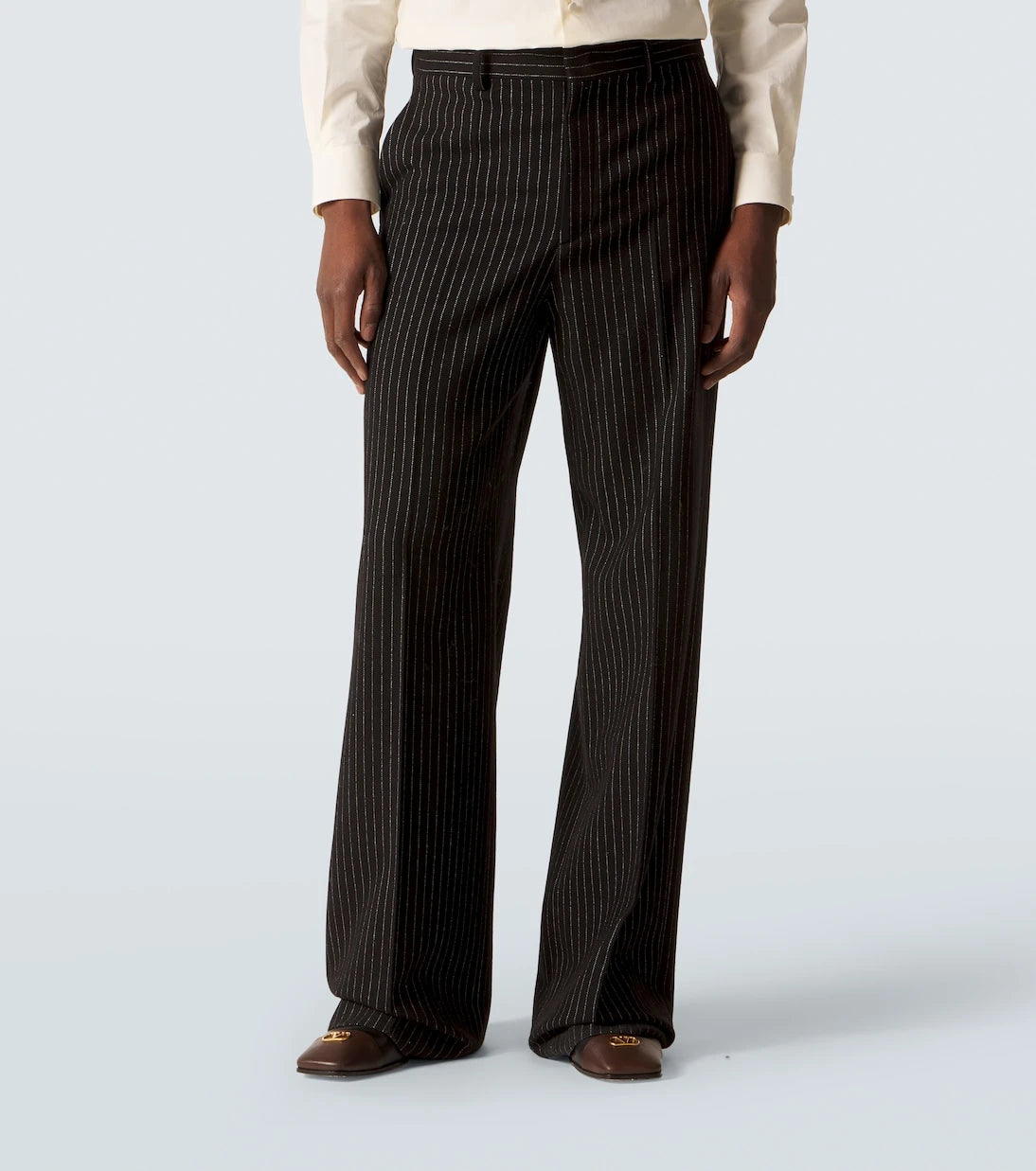 Valentino - Pinstripe wool and silk straight pants