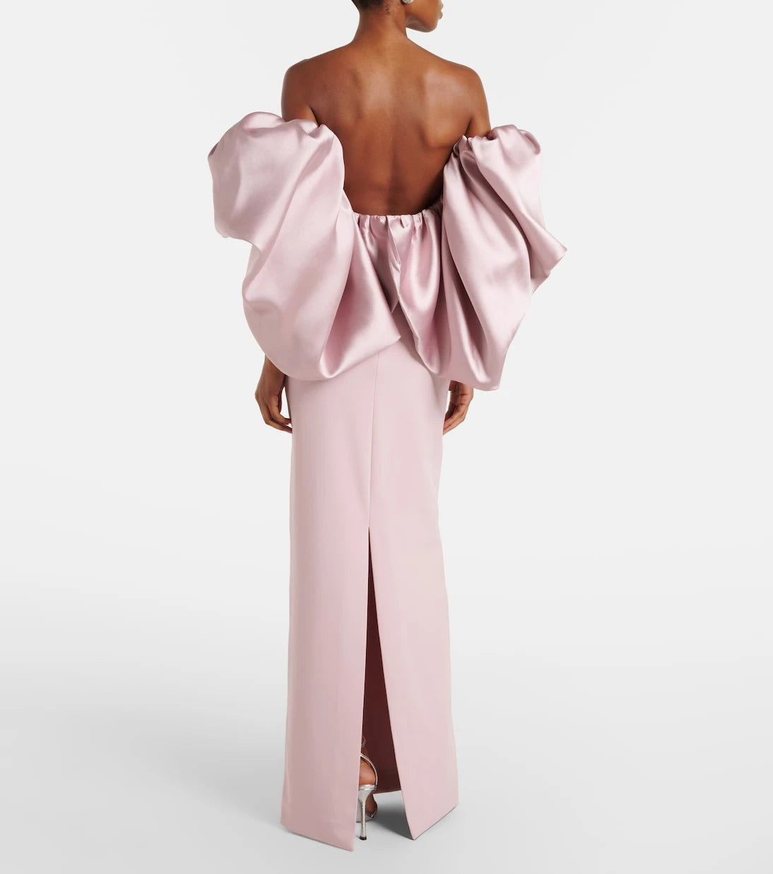 Solace London - Floris satin-trimmed off-shoulder gown