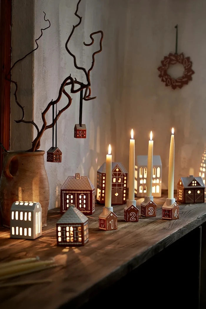 Декоративен свещник Kähler Gingerbread Advent 7,5 x 5 cm (4 броя)