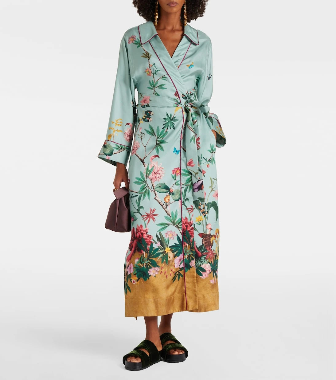 La DoubleJ - Midnight floral silk wrap dress