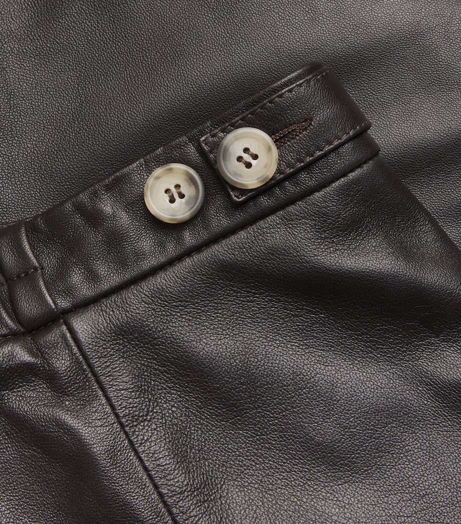 Lauren Manoogian Brown Leather Wide-Leg Trousers