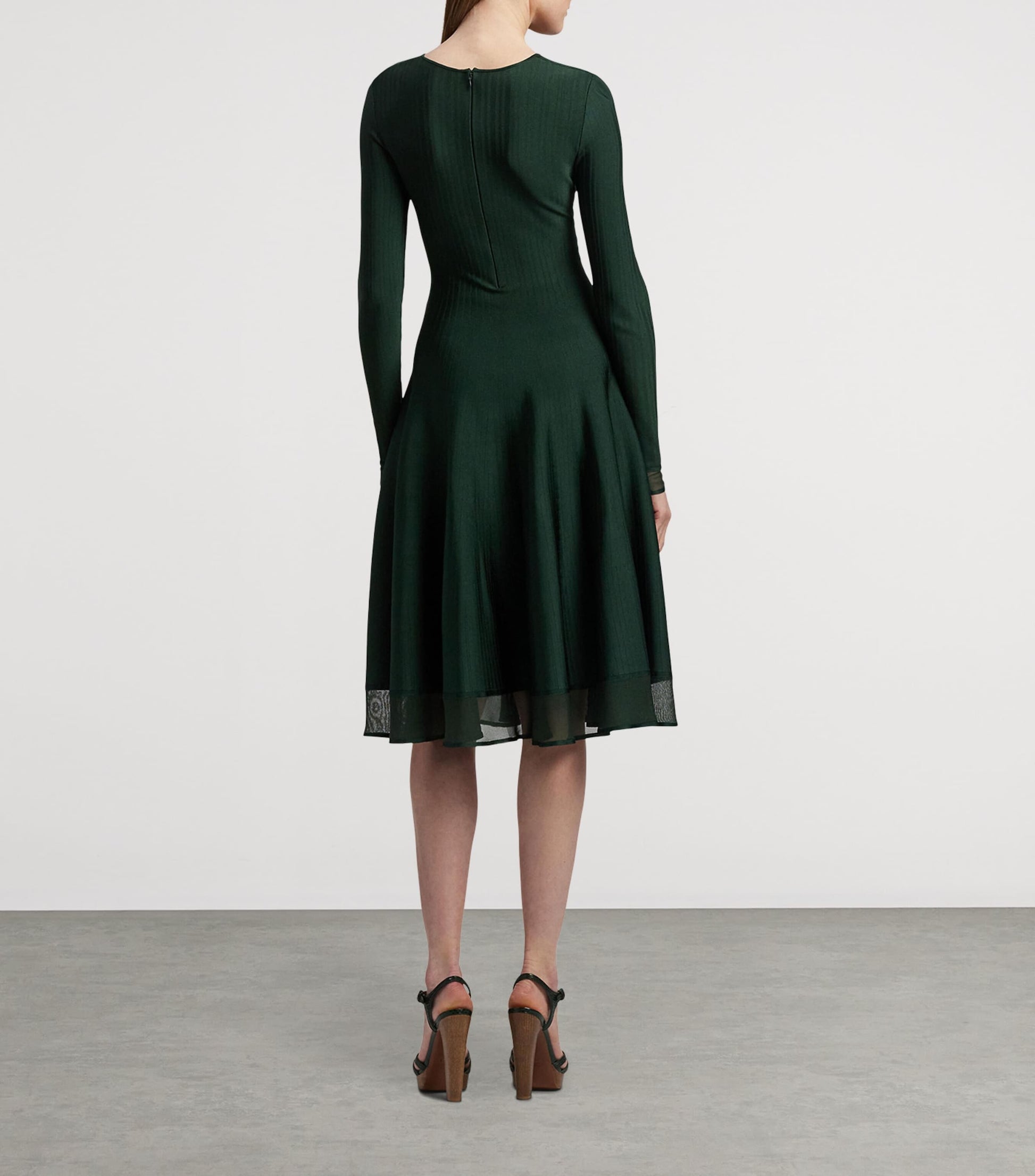 Ralph Lauren Collection Green Sheer Edge Midi Dress
