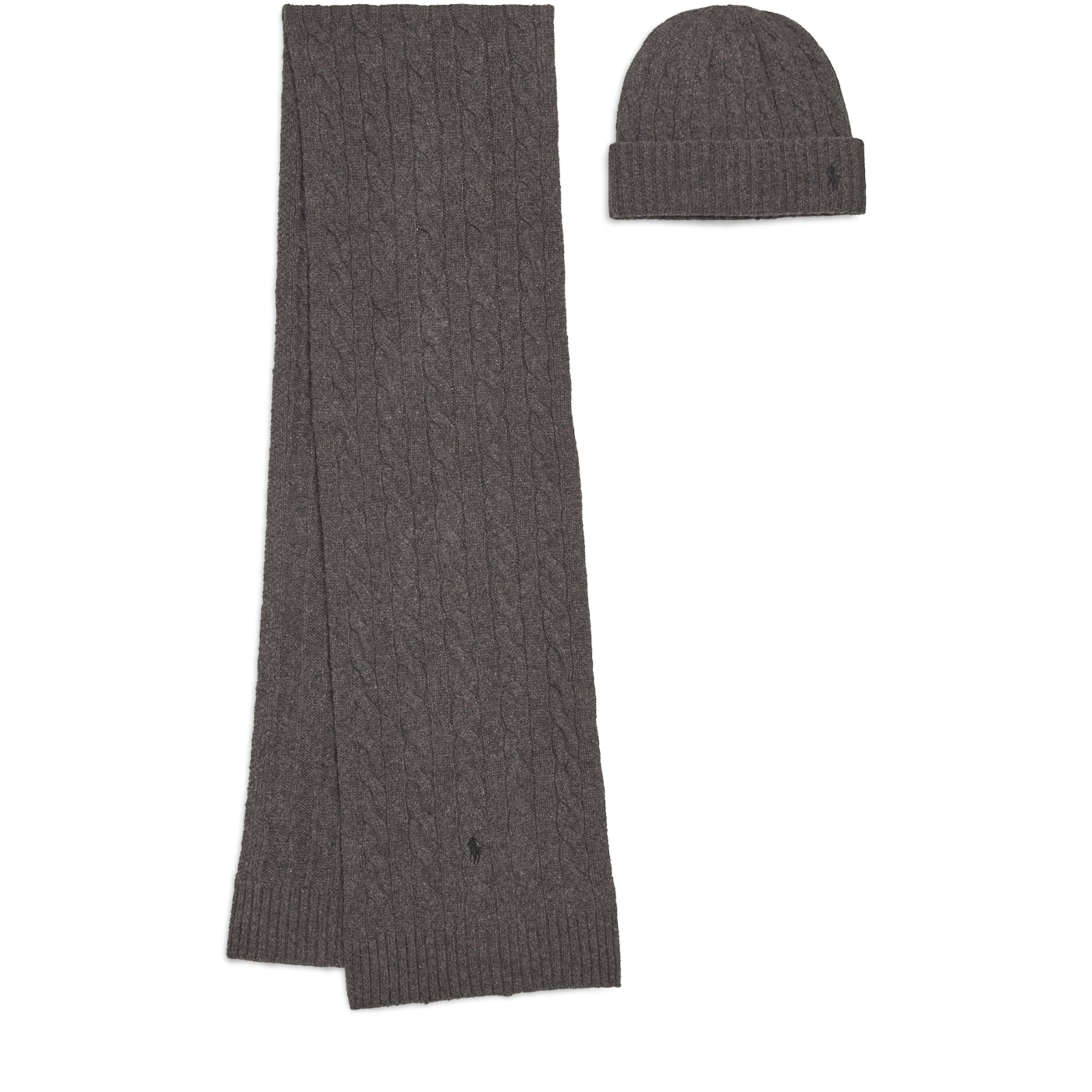 Polo Ralph Lauren Cashmere Cable-Knit Hat and Scarf Set