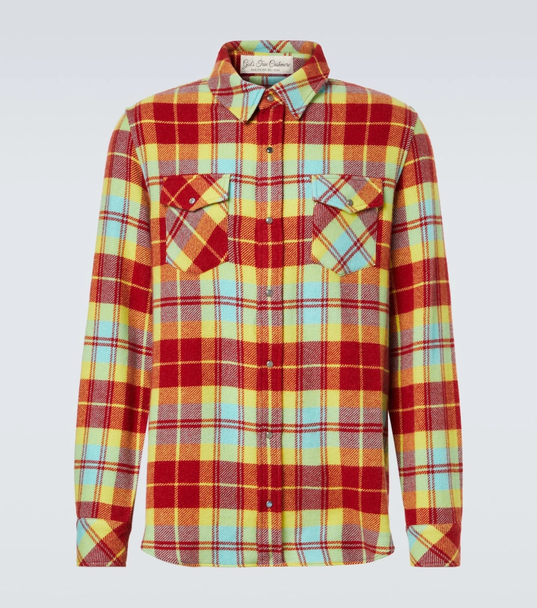 God's True Cashmere - Plaid cashmere shirt with labradorite