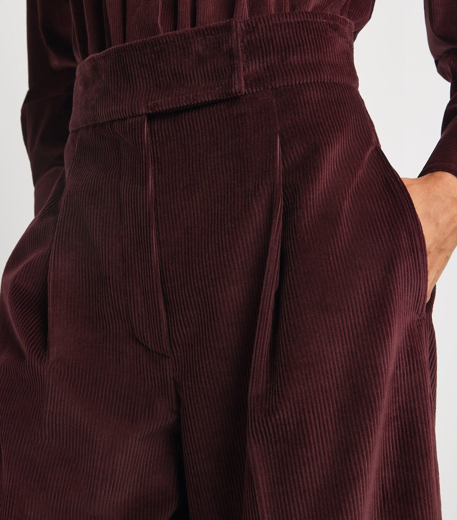 Red Corduroy Wide-Leg Trousers